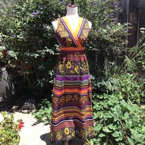 VINTAGE Dress Maxi Mod Groovy Funky Brady Multicolor See Measurements Fo…